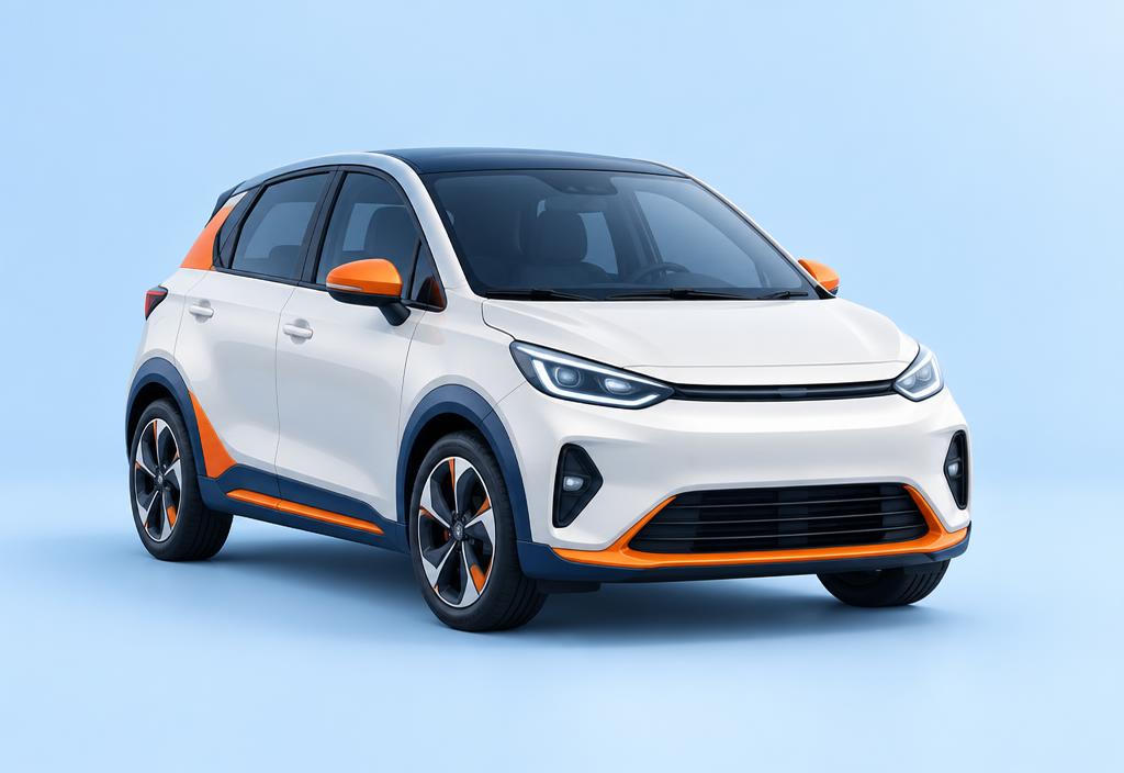 Mobil modern beraksen oranye untuk layanan LYZA Car